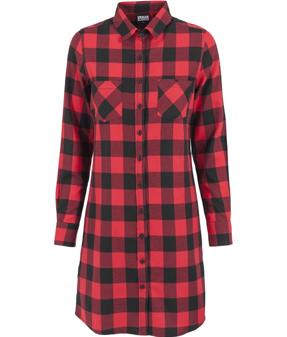 Ladies Checked Flanell Shirt Dress Black red 2